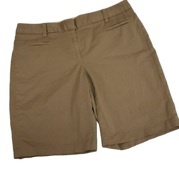 Lands End Cotton Shorts Khaki Tan Fit 2 Women's Size 10 Fit 2 - Picture 1 of 12